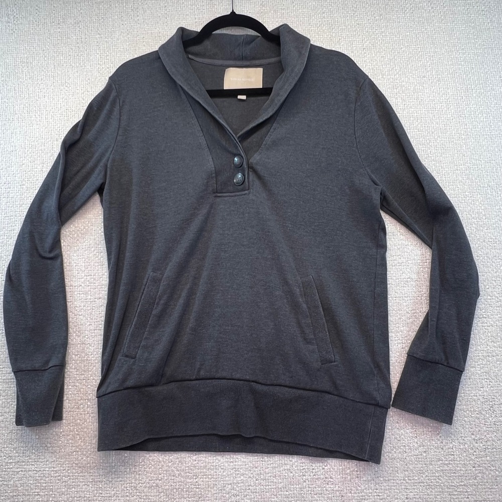 Banana Republic Mens Gray Shawl Collar Pullover‎ Sweatshirt Lounge Top